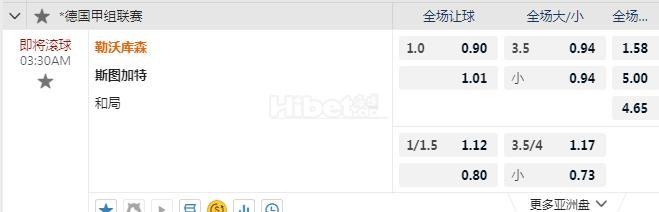 德甲 3：30 勒沃库森VS斯图加特