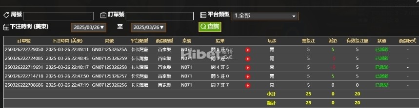 昨天的百家乐玩了一个平手。