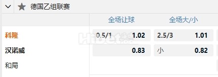 德乙 11/30 20:00  科隆  -  汉诺威96