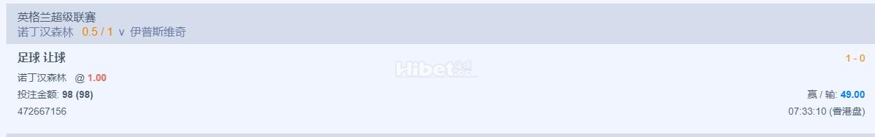 英超搞了一手诺丁汉森林的盘口是拿下来了