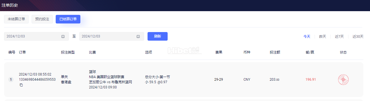 NBA下注芝加哥公牛第一节小分收米了